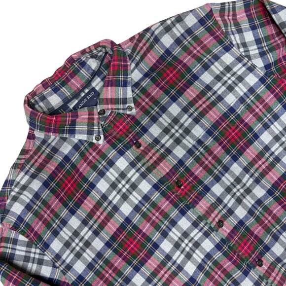 Lands' End Other - Lands' End Flannel Plaid Button Down Size XL Red Gray Blue